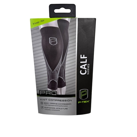 P-TEX Pro Knit Compression Calf Sleeves Size XL Black Pair P-TEX500 NEW - Picture 1 of 5